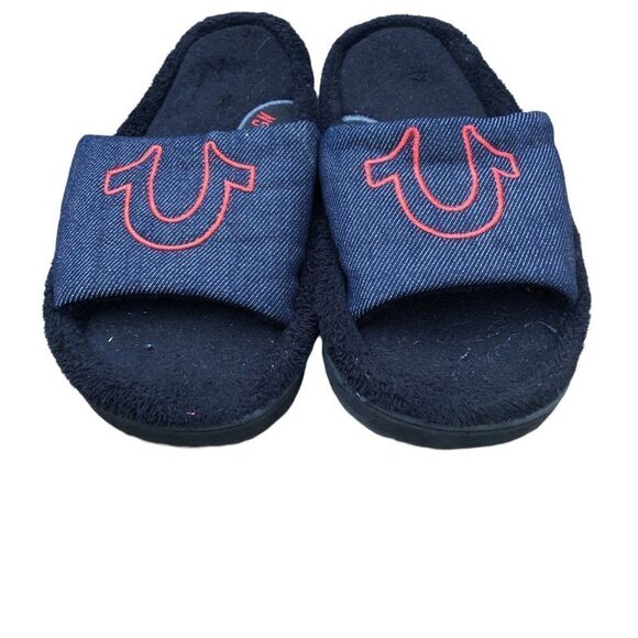 TRUE Religion Slides Slippers BIG LOGO House Slippers Size 9 - Picture 2 of 11